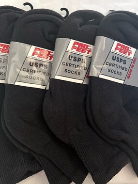 Pro Feet Men's Women’s Black USPS Certified Low-Cut Athletic Socks - 4 Pack